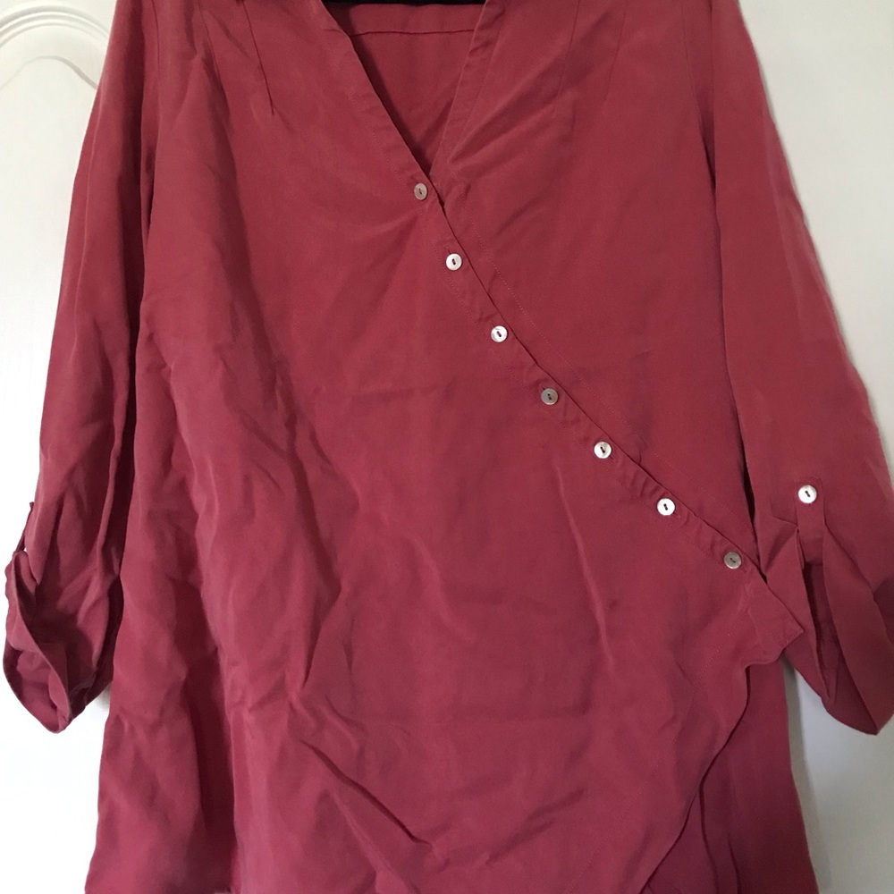 Womens V-Neck Button-Accent Blouse - Dusty Rose, Soft Surroundings